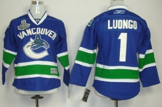 Youth Vancouver Canucks #1 Luongo 2011 Stanley Cup Blue Jerseys