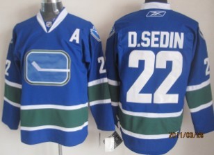 Youth Vancouver Canucks #22 D.Sedin Blue Third Jerseys