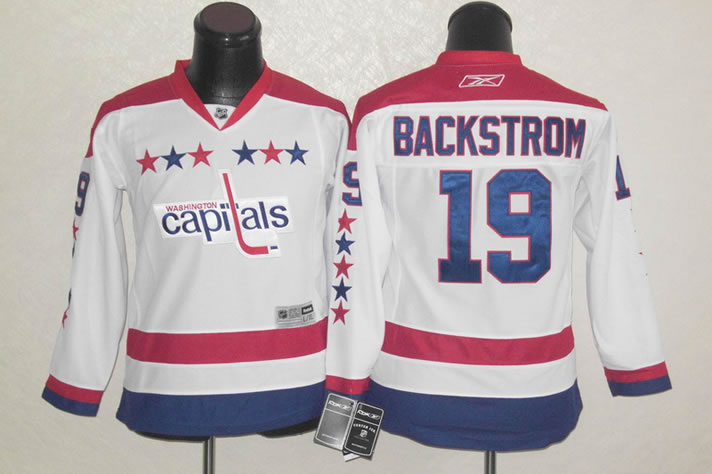 Youth Washington Capitals #19 backstrom Classic white Jerseys