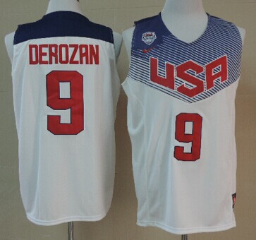 2014 FIBA Team USA #9 Demar DeRozan Swingman White Jerseys