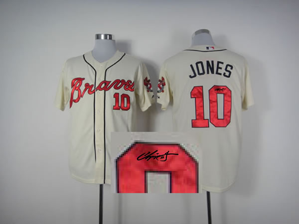 Atlanta Braves #10 Jones Cream Signature Edition Jerseys