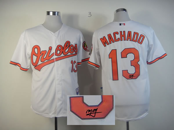 Baltimore Orioles #13 Manny Machado White Signature Edition Jerseys