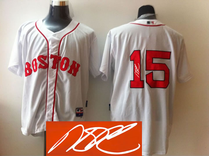 Boston Red Sox #15 Dustin Pedroia 2014 White Signature Edition Jerseys