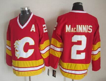 Calgary Flames #2 Macinnis CCM Throwback Red Third Jerseys