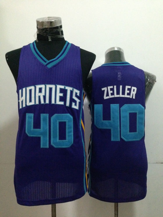 Charlotte Hornets #40 Zeller Purple Throwback Swingman Jerseys