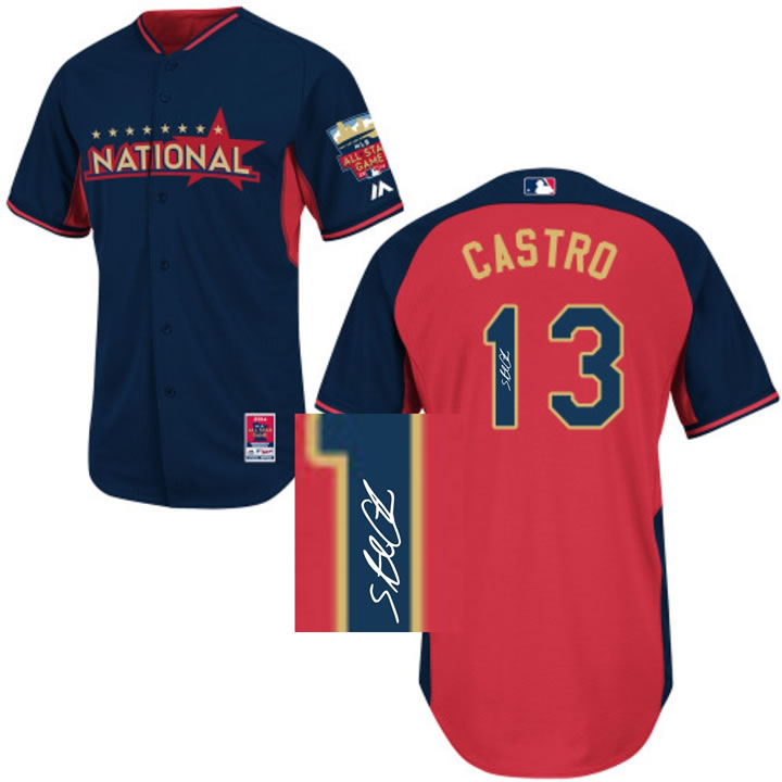 Chicago Cubs #13 Starlin Castro 2014 All Star Navy Blue Signature Edition Jerseys