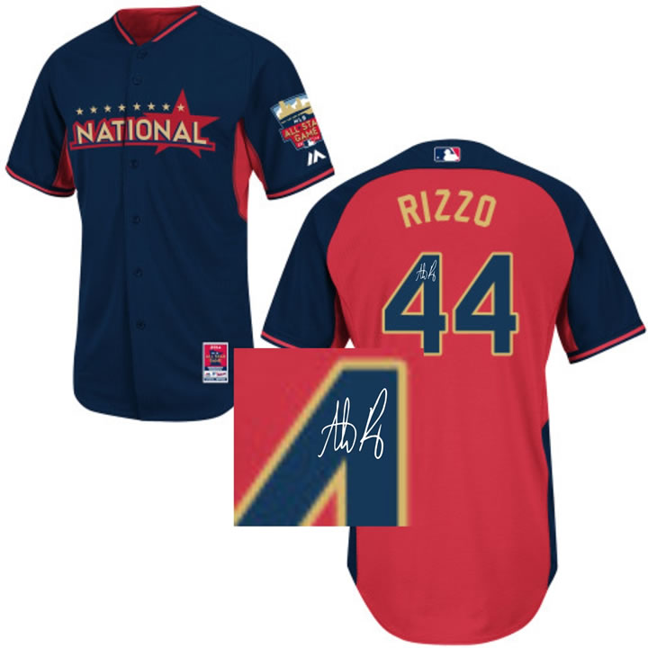 Chicago Cubs #44 Anthony Rizzo 2014 All Star Navy Blue Signature Edition Jerseys