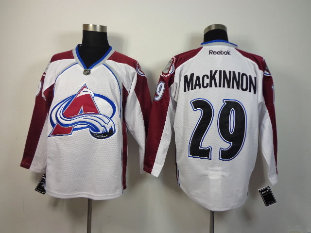 Colorado Avalanche #29 Nathan Mackinnon White Jerseys