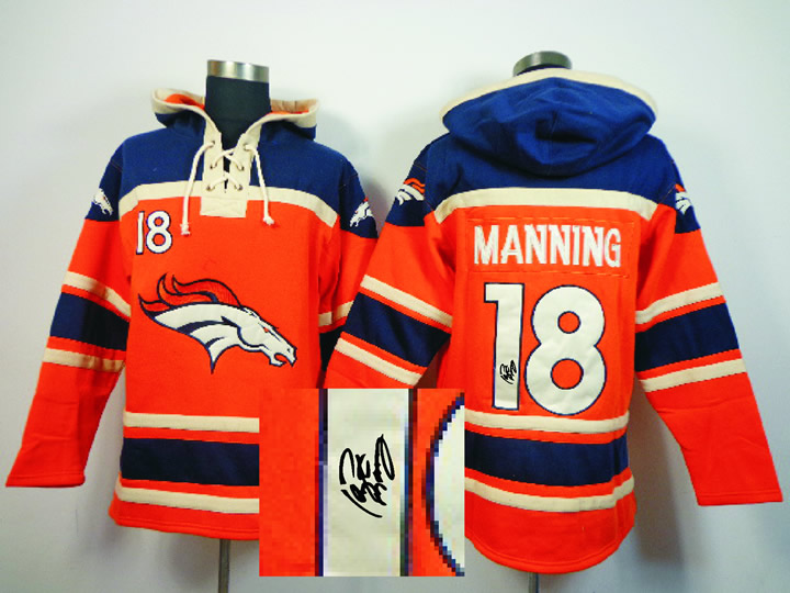 Denver Broncos #18 Peyton Manning Orange Signature Edition Hoodie