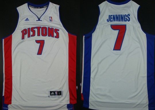 Detroit Pistons #7 Brandon Jennings Revolution 30 Swingman White Jerseys