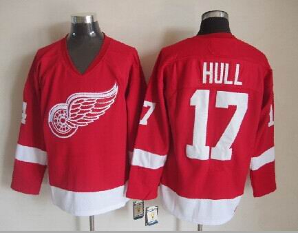 Detroit Red Wings #17 Hull Red Jerseys