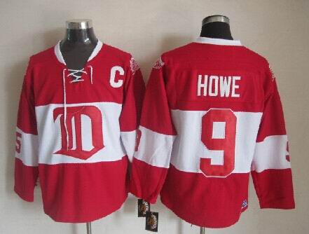 Detroit Red Wings #9 Gordie Howe C Patch Red Jerseys