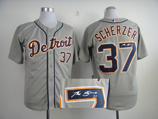 Detroit Tigers #37 Scherzer Gray Signature Edition Jerseys
