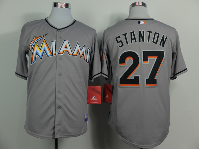 Florida Marlins #27 Mike Stanton Gray Jerseys