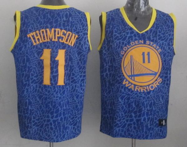 Golden State Warriors #11 Klay Thompson Blue Leopard Fashion Jerseys