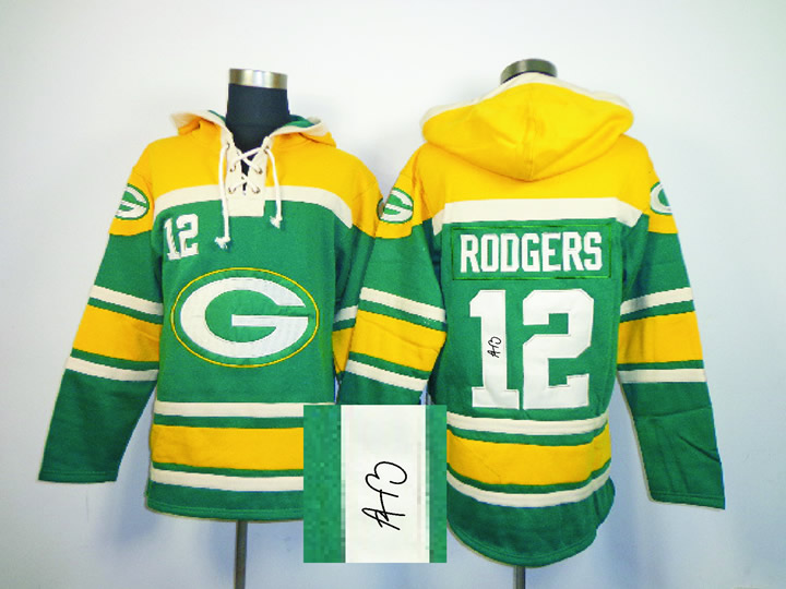 Green Bay Packers #12 Aaron Rodgers Green Signature Edition Hoodie