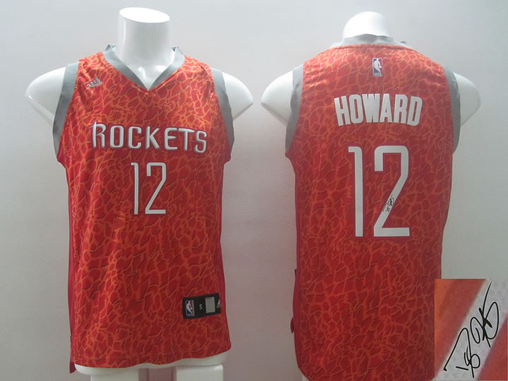 Houston Rockets #12 Dwight Howard Red Leopard Fashion Signature Edition Jerseys