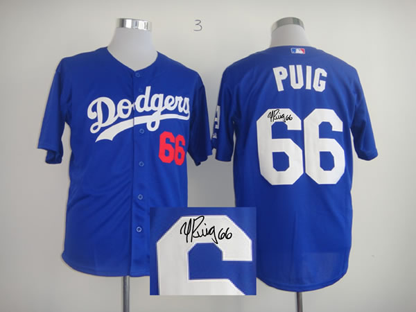 Los Angeles Dodgers #66 Yasiel Puig Blue Signature Edition Jerseys