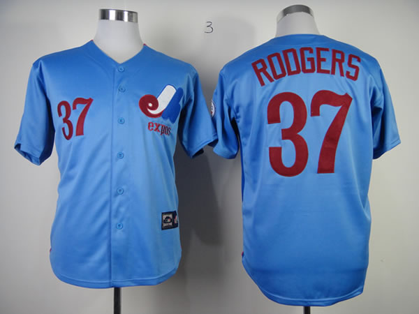 Montreal Expos #37 Roogers Throwback Light Blue Jerseys