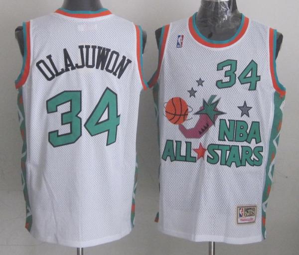 NBA 1996 All-Star #34 Hakeem Olajuwon White Swingman Throwback Jerseys