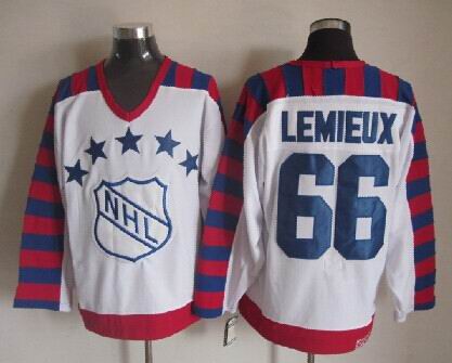 NHL 1992 All Star #66 Mario Lemieux CCM Throwback White Jerseys