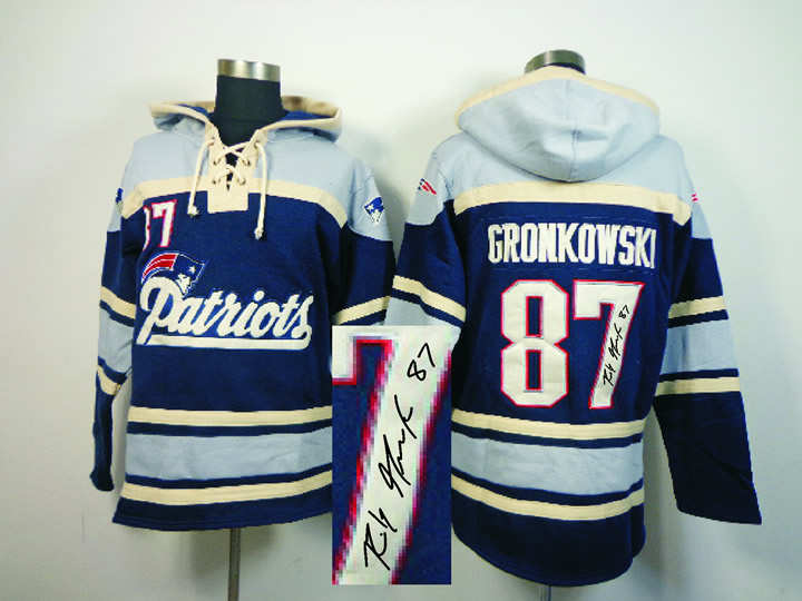 New England Patriots #87 Rob Gronkowski Navy Blue Signature Edition Hoodie