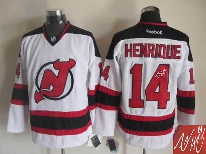 New Jersey Devils #14 Adam Henrique White Signature Edition Jerseys