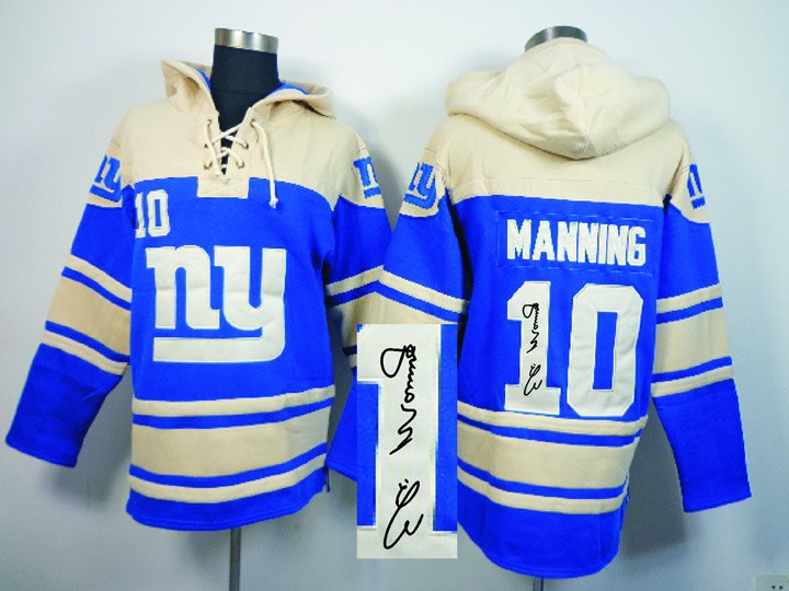 New York Giants #10 Eli Manning Blue Signature Edition Hoodie