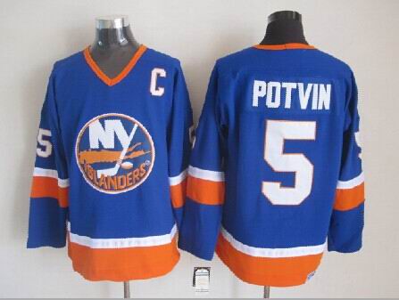 New York Islanders #5 Potvin CCM Throwback Blue Jerseys