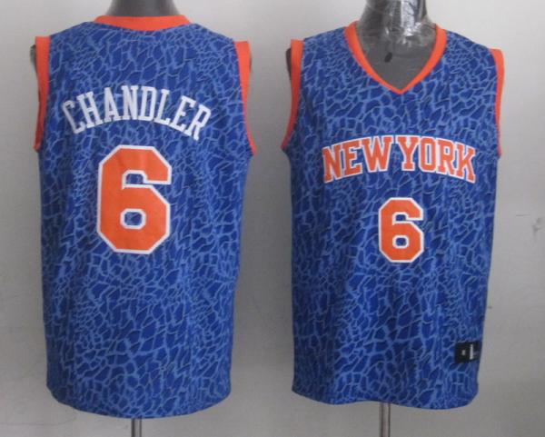 New York Knicks #6 Tyson Chandler Blue Leopard Fashion Jerseys