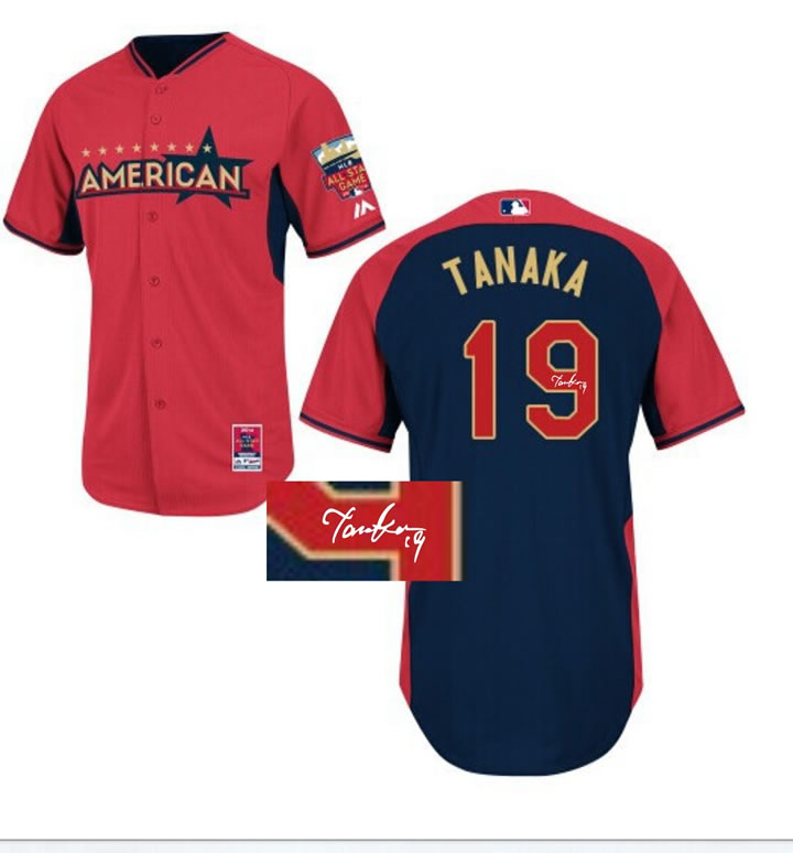 New York Yankees #19 Masahiro Tanaka 2014 All Star Red Signature Edition Jerseys