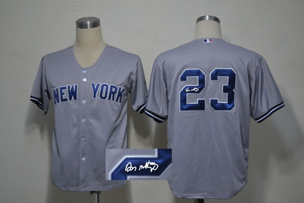 New York Yankees #23 Don Mattingly Gray Signature Edition Jerseys