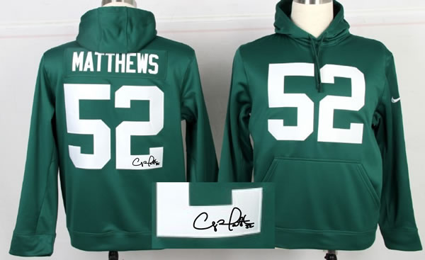Nike Green Bay Packers #52 Matthews Signature Edition Pullover Hoodie Green