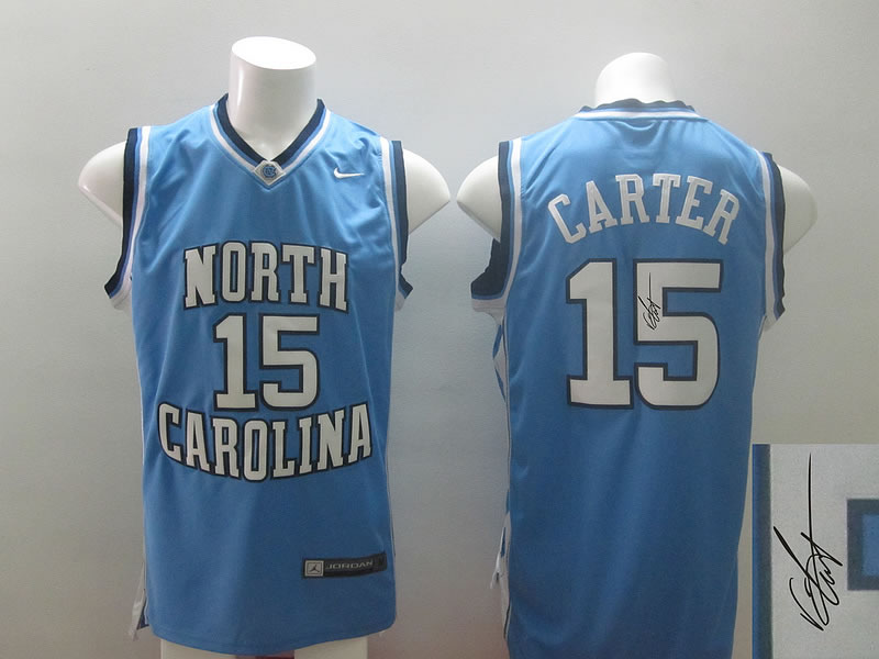 North Carolina Tar Heels #15 Vince Carter Light Blue Swingman Signature Edition Jerseys