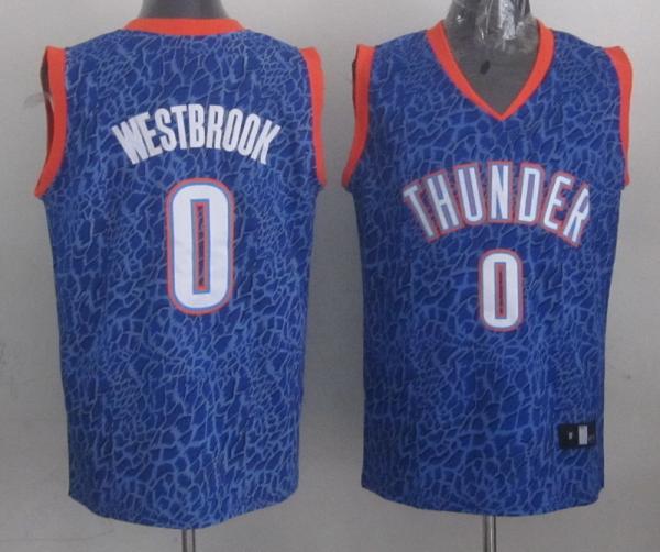 Oklahoma City Thunder #0 Russell Westbrook Blue Leopard Fashion Jerseys