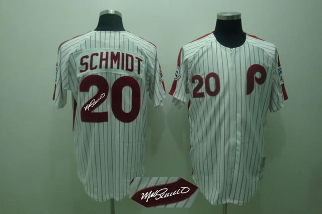 Philadelphia Phillies #20 Schimdt White Throwback Signature Edition Jerseys