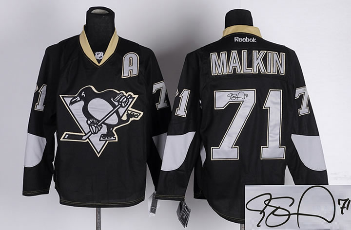 Pittsburgh Penguins #71 Malkin Black Signature Edition Jerseys