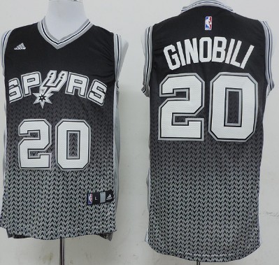 San Antonio Spurs #20 Manu Ginobili Resonate Fashion Black Jerseys