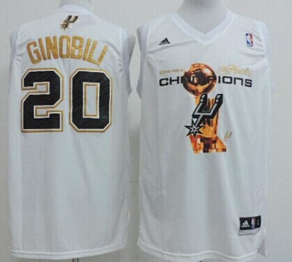 San Antonio Spurs #20 Manu Ginobili Revolution 30 Swingman 2014 Champions White Jerseys