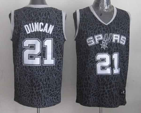San Antonio Spurs #21 Tim Duncan Black Leopard Fashion Jerseys
