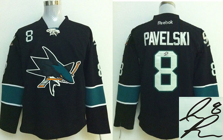 San Jose Sharks #8 Pavelski Black Signature Edition Jerseys