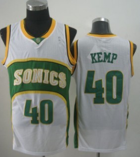 Seattle Supersonics #40 Shawn Kemp 1994-95 White Swingman Jerseys