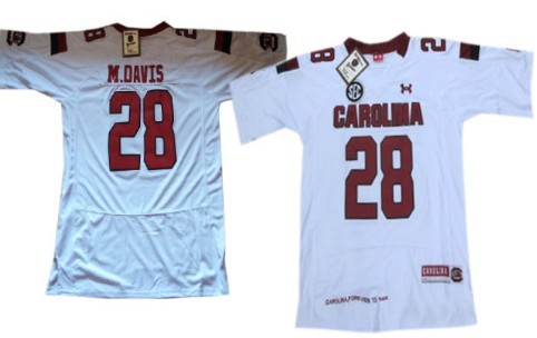 South Carolina Gamecocks #28 Mike Davis 2013 White Jerseys