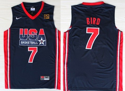 Team USA Basketball #7 Larry Bird Navy Blue Throwback Jerseys