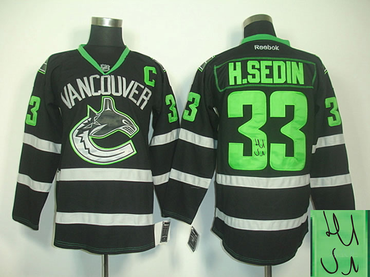 Vancouver Canucks #33 Henrik Sedin Black Ice Signature Edition Jerseys