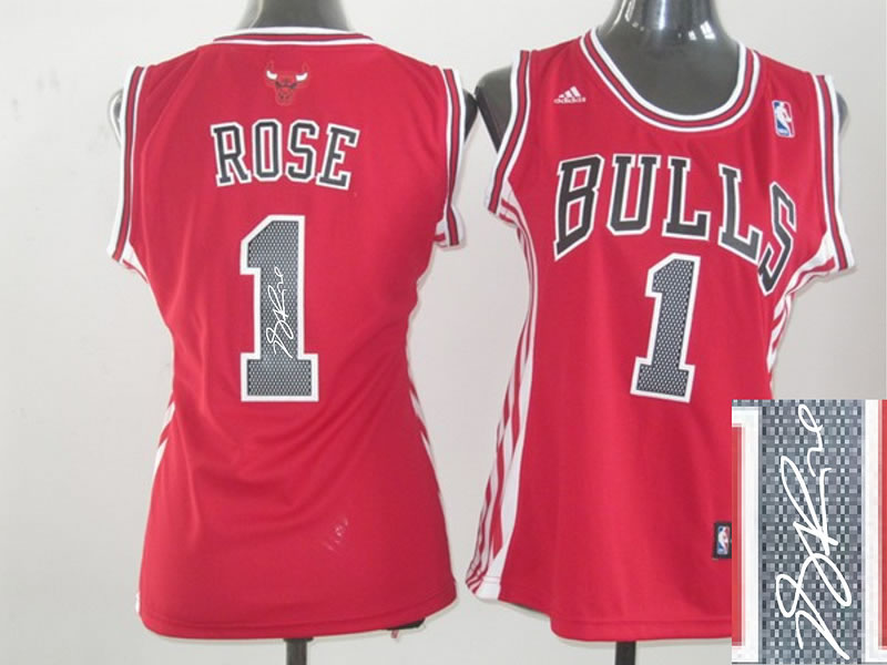 Womens Chicago Bulls #1 Rose Swingman Red Signature Edition Jerseys