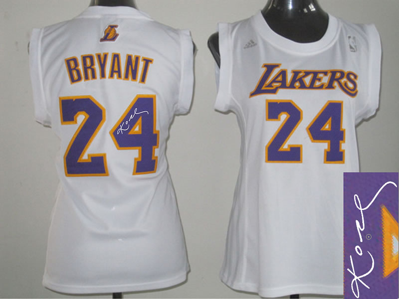 Womens Los Angeles Lakers #24 Kobe Bryant Swingman White Signature Edition Jerseys