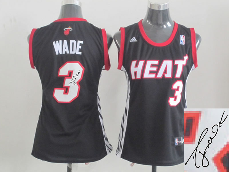 Womens Miami Heat #3 Dwyane Wade Swingman Black Signature Edition Jerseys
