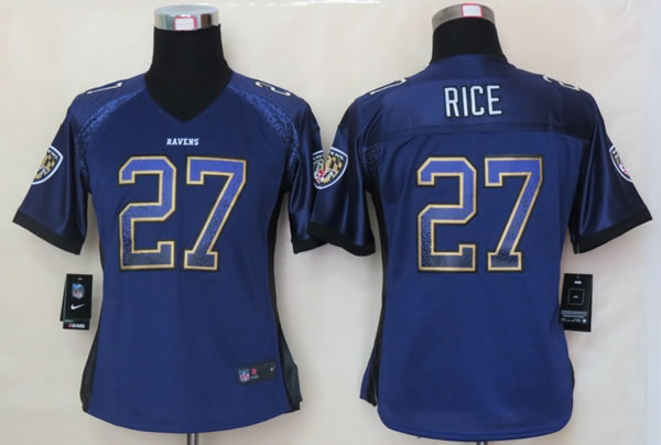 Womens Nike Baltimore Ravens #27 Rice 2013 Drift Fashion Purple Elite Jerseys