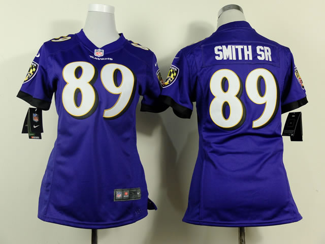 Womens Nike Baltimore Ravens #89 Smith SR Purple Game Jerseys